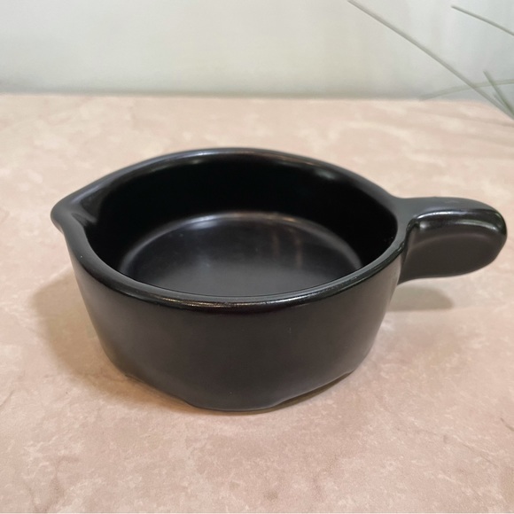 Vintage Ceramic Black Soup Crock w/ Handle - Picture 1 of 5